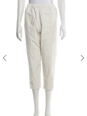 Cropped Elastic-Waist Cream Pants